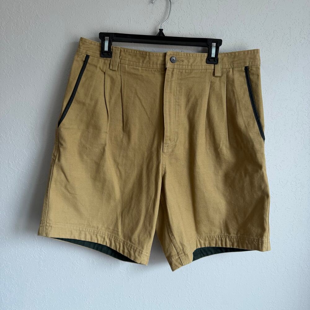 Lewis Creek American Countrywear Tan Khaki Pleated 100% Cotton Shorts Mens 36